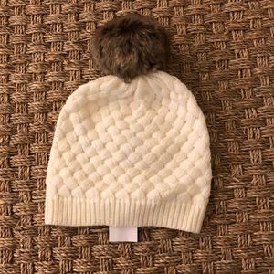 JCrew Hat with faux fur Pom Pom NWT